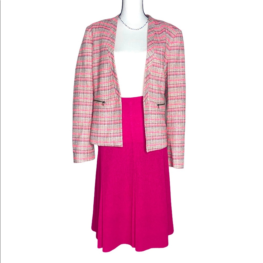 Halogen Tweed Pink Blazer work Set/ Hot Pink Skirt